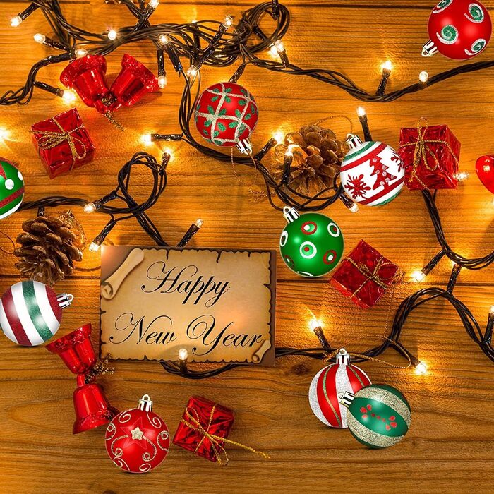 Набір прикрас на ялинку на Різдво, 30 шт, 60 мм, пластикові ялинкові кулі з гачками, для ялинки, вечірки, весілля (червоний, зелений, білий)
