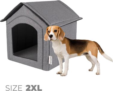 Кімната для собак, собача будка, складана з знімним дахом, ліжко для собак, котяче ліжко, ліжко для домашніх тварин, місце для сну, розмір XXL, сірий колір