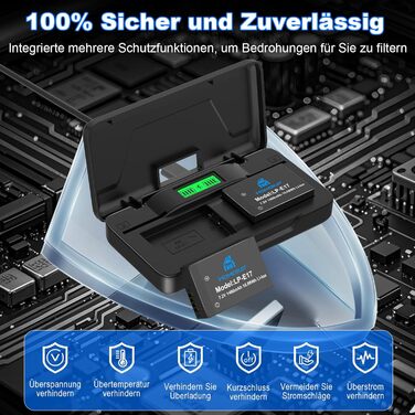 Акумулятор LP-E17 1300mAh та зарядний пристрій LED Dual USB для Canon Rebel SL3, SL2, T8i, T7i, T6i, T6s, EOS R10, R50, R8, RP, M3, M5, M6, 200D, 77D, 750D, 760D, 800D, 8000D (2 шт. акумулятори & 1 зарядний пристрій)