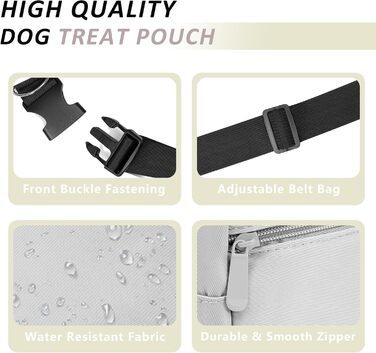 Сумка для собак з карабіном, сумка для тренування цуценят з відділенням для ласощів та тримачем для пакетів, зручна сумка для перенесення їжі та відходів для тварин з регульованим поясом (Сіра)