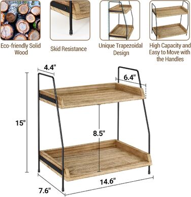 Coffee bar accessories and organizers, countertop, coffee station, organizer, kitchen counter, shelf, organizer, coffee spice storage, lid holder, countertop shelf for bathroom (Brown)