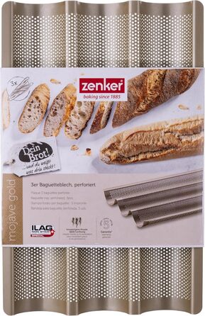 Форма для багетів Zenker 3 шт., антипригарна, до 230°C, золота