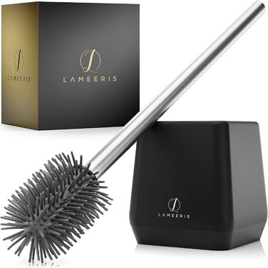 Силіконова щітка для унітазу з тримачем, чорна - без свердління, для гігієни