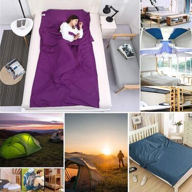 Calayu Portable Sleeping Bag, Travel Sleeping Bag Travel Blanket made of Polyester Fiber with Storage Bag for Travel, Hotels, Camping