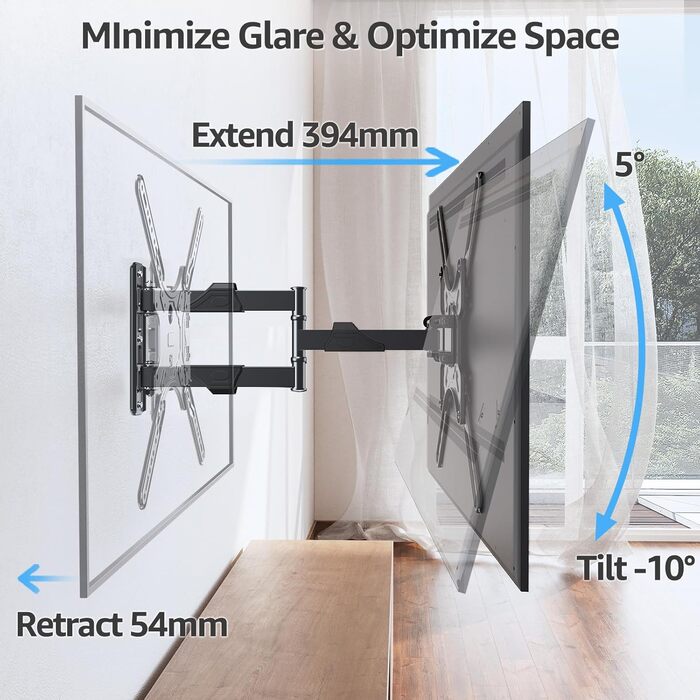 Кріплення для телевізора MOUNTUP EU0079: для LED, LCD, OLED телевізорів 26-60 дюймів, настінне, поворотне, нахильне, до 35 кг, VESA 400x400 мм