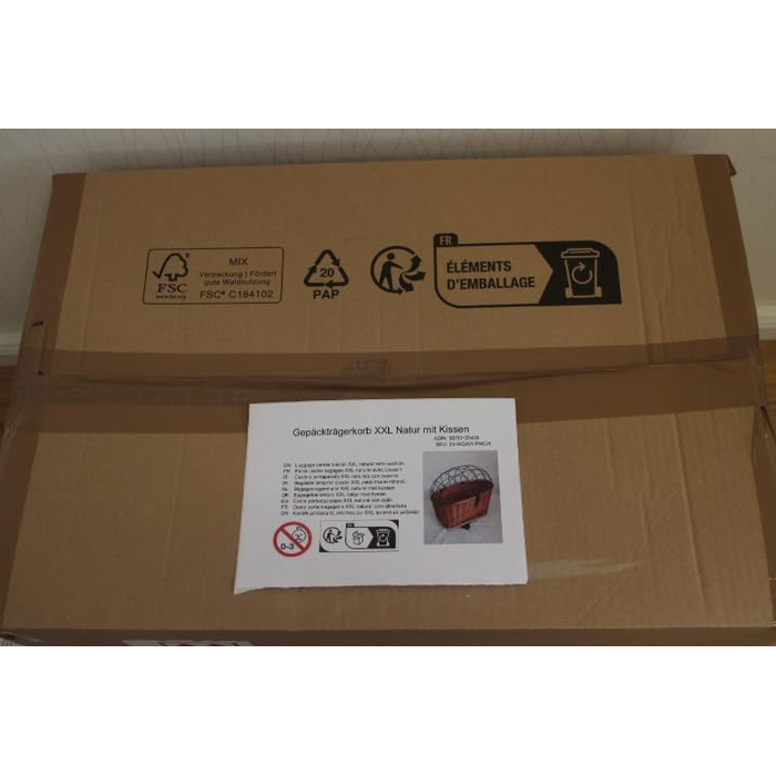 Кошик для велосипеда на багажник для собак, плетіння з лози з металевою сіткою та подушкою, XL або XXL. Кошик для багажника (XXL з подушкою)