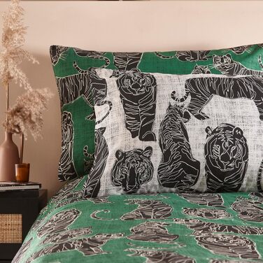 Комплект постільної білизи furn. Witchy Vibes для ліжка Super-King-Size, колір іржаво-помаранчевий (230x220 см), принт Дика кішка, джунглі