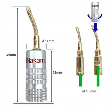 Акустичний кабель NAKAMICHI OFC 2x4мм², у обплетенні, конектори 