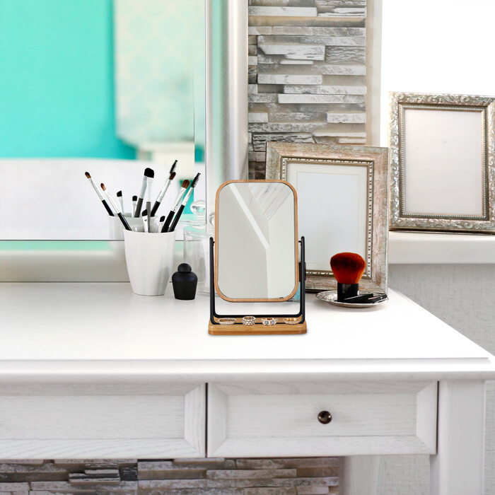 Relaxdays Table Mirror with Bamboo Frame