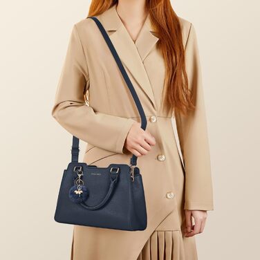 Жіноча сумка IGOLUMON шкіряна середнього розміру, синя. Сумка-тоут, сумка на плече та ручку