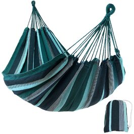 Гамак yourGEAR Maui XL 220x120 см, зелений (Смарагд) або блакитний (Аква), бавовна, до 240 кг, з сумкою для транспортування