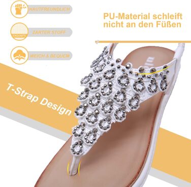 Босоніжки жіночі літні шльопанці Bohemian Strass, розмір 36-42 (40 EU), білі