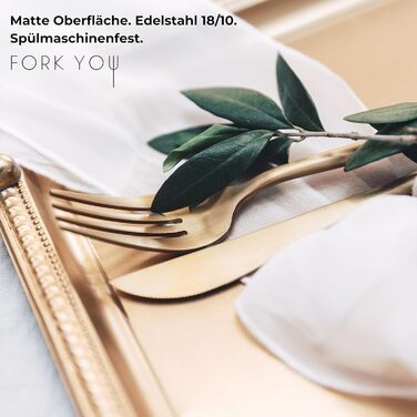 Cutlery Set Gold Matt (16-piece), stainless steel, tableware cutlery for 4 people, dishwasher-safe, gift set in a high-quality gift box