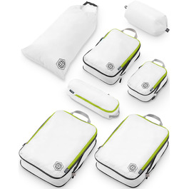 Набір органайзерів для подорожей Trippped: 7 великих компресійних кубиків для одягу (помаранчевий/білий/зелений)