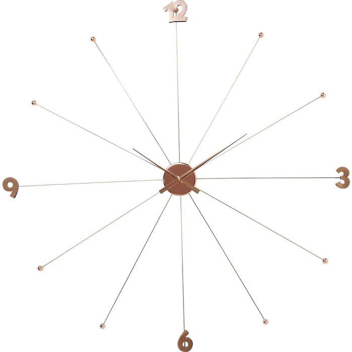 Kare Design Wall Clock Like Umbrella, 100cm Diameter, Clock, Modern, Minimalist, Aluminum Frame, Round, Battery not included (Rosegold)