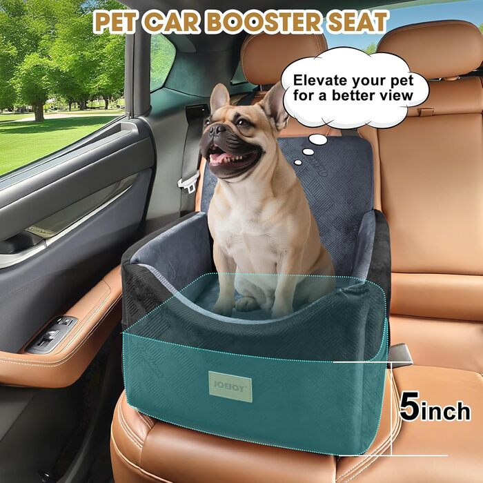 Автокрісло для собак JOEJOY: комфортне та безпечне автокрісло для маленьких та середніх собак до 13,6 кг, знімний та миючий чохол та подушка з Memory Foam, з фіксатором безпеки, сірого кольору
