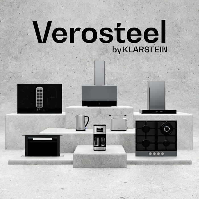 Мікрохвильова піч Klarstein Verosteel Einbaumikrowelle 60 см з грилем – 20L, 700W, 8 програм, сенсорне керування, нержавіюча сталь, функція розморожування, LED-підсвічування, чорна нержавіюча сталь