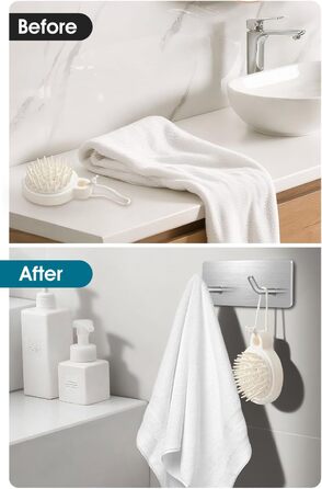 Самоклеючі гачки Haken - набір 6 шт. з нержавіючої сталі 304, без свердління, для ванної, кухні та вітальні