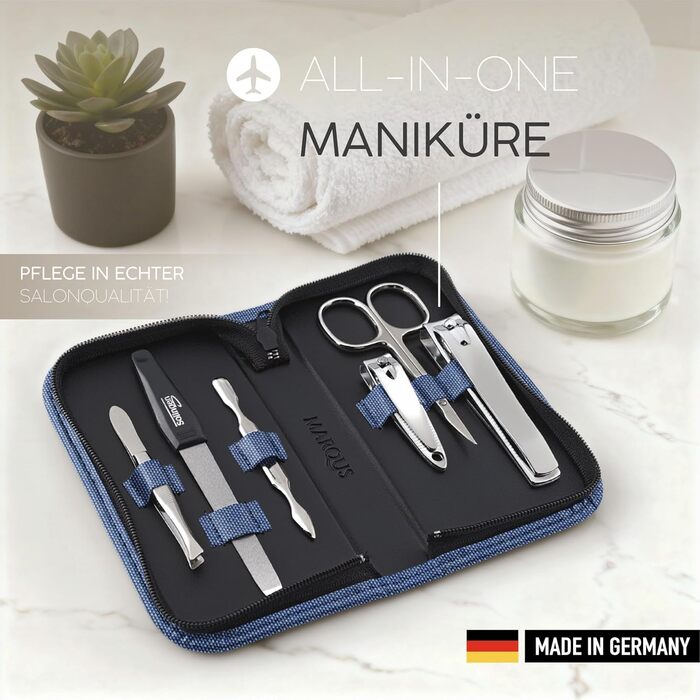 Набір для манікюру Solingen marQus: 6 предметів з нержавіючої сталі в м'якому кейсі з джинсової тканини