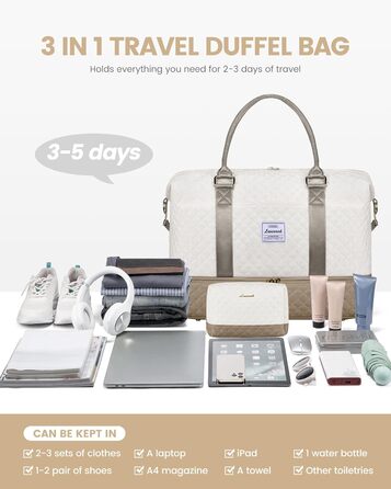 Спортивна сумка LOVEVOOK для жінок, велика ручна поклажа, 2 шт. (Бежевий, Хакі)