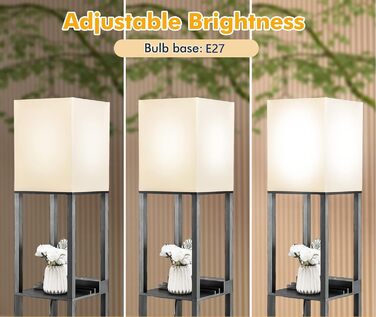 Стельова лампа RELAX4LIFE з 3 полицями, чорна (Модель 4), 26 x 26 x 160 см