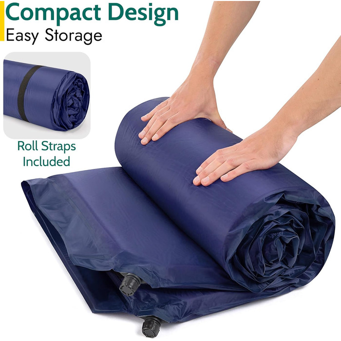 Надувна ізольована килимок/матрац для кемпінгу на двох осіб, 5 см, блакитний