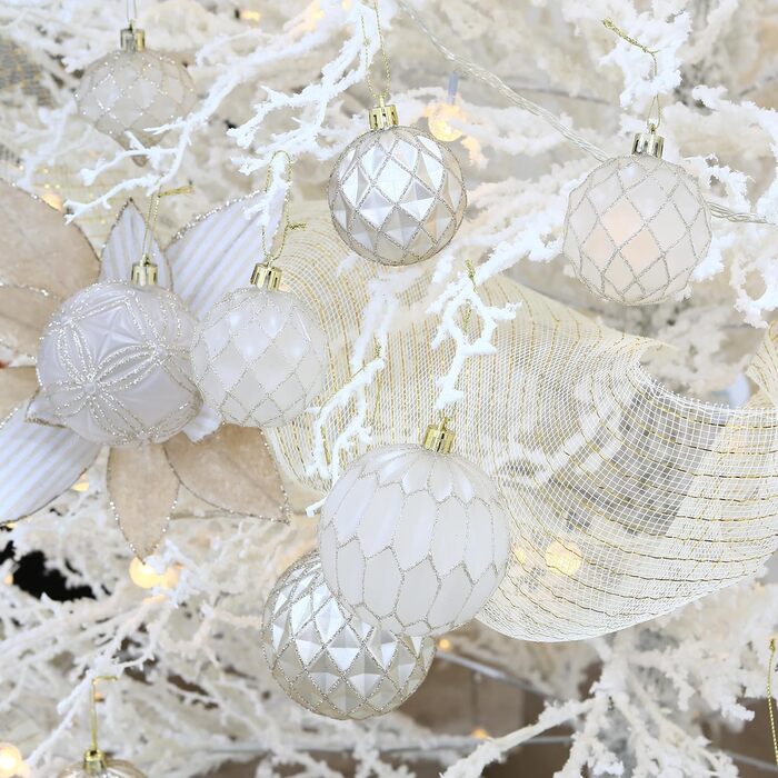 Набір прикрас для ялинки Sea Team: кульки та орнаменти, червоний та білий, 60 мм, 30 шт.