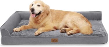 COZY KISS Orthopedic Dog Bed, 19cm Thick Dog Sofa for Medium-Sized Dogs, Removable and Washable Dog Couch, Non-Slip Bottom, Waterproof Inner Lining (Gray-L-Type, L(107 * 76 * 19CM)) (Gray-XL-Type, XL(122*81*19CM))