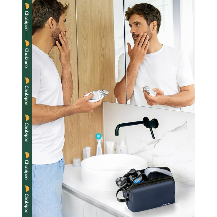 Чоловіча дорожня косметичка Kulturbeutel, водонепроникна, легка, з подвійним замком (Блакитна)