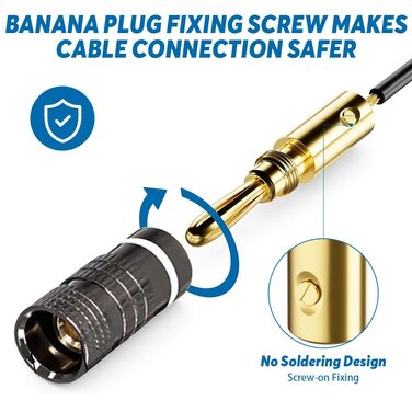 12шт банан-штекерів, 24K позолота, банан-штекерні роз'єми з гвинтовою фіксацією для акустичних кабелів, аудіо, динаміків, терміналів, паяння, HiFi, ресивери, підсилювачі, 6 червоних та 6 білих