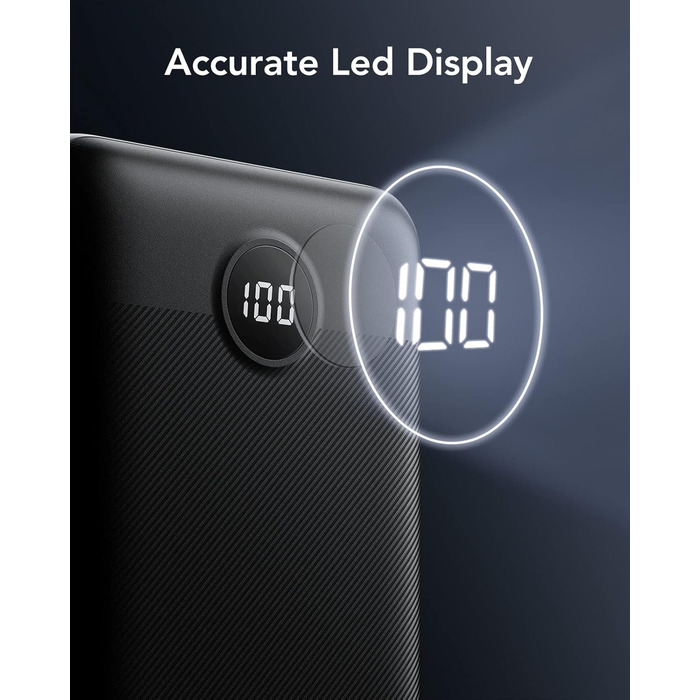 Power Bank VEGER 30000mAh 20W PD: Швидка зарядка, LED дисплей, 4 виходи, 2 входи, USB-C, сумісний з iPhone, iPad, планшетами