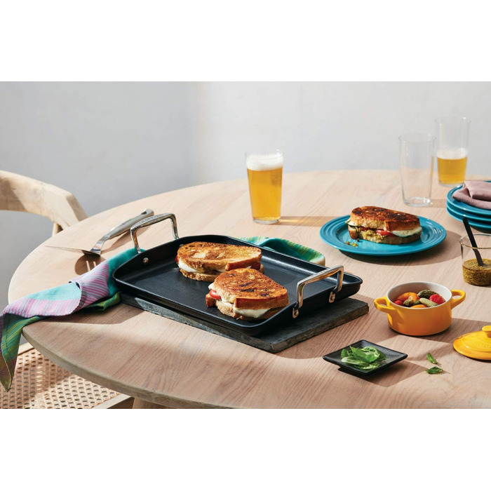 Гриль-плита Le Creuset 35x25 см з антипригарним покриттям, алюмінієва, для всіх типів плит, індукція, антрацит/срібло