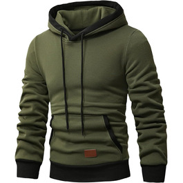 Світшот JMIERR чоловічий з капюшоном, теплий, з кишенею, бавовна, колір зелений