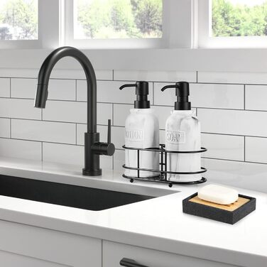 Миска для мила Luxspire з кераміки, антиковзна, білий мармур, для ванної кімнати, душу та кухні, тримач для мила, мильниця, чорний гравій (прямокутна)