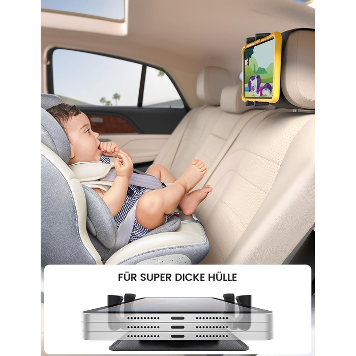 Утримувач для планшету Lamicall у автомобільну підголівник - складний, міцний кріплення для планшету, 360° обертання. Підходить для iPad, Samsung Tab, 6.1-13 дюймів