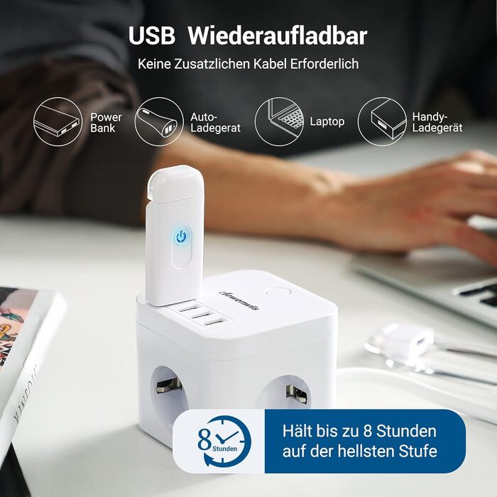 LED лампа для читання DEWENWILS на прищіпці, USB перезарядна, 2 рівні яскравості, біле світло, для дітей та книголюбів