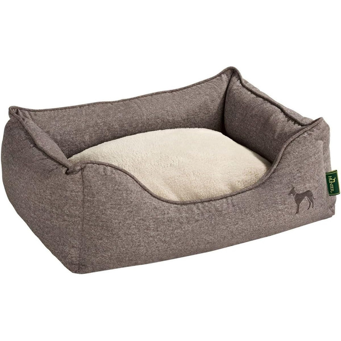 Софа для собак HUNTER Boston, зручне ліжко з двостороннім подушкою, класичний дизайн, м'яке, затишне, миється, протиковзне покриття, колір: коричневий, розмір: S (60 x 50 x 17 см)