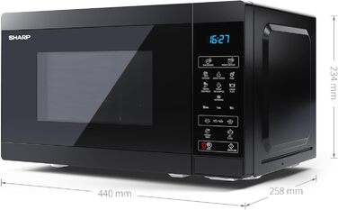 Мікрохвильова піч SHARP MS02E, 800W, 11 режимів, розморожування, чорний