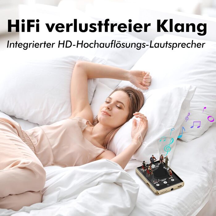 MP3-плеєр 32GB з Bluetooth 5.3 та динаміком, портативний Hi-Fi плеєр для дітей з 2.8-дюймовим сенсорним екраном, FM-радіо та диктофоном, підтримка TF-карт до 128GB (Золотий)