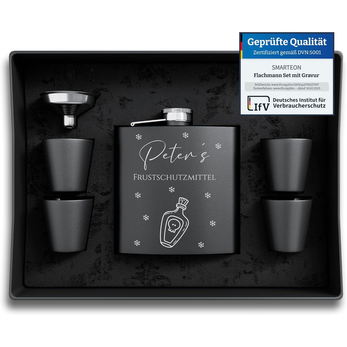 Набір фляг з гравіюванням - персоналізований з іменем - ідеальний подарунок на весілля та для чоловіків - нержавіюча сталь (Дизайн 12)