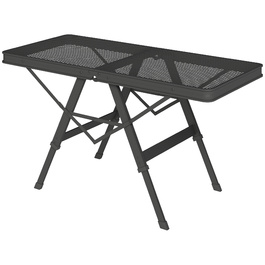 Outsunny Adjustable Height Folding Table, Folding Garden Table with Metal Grid, Lightweight Aluminum Multifunction Table, Side Table for Garden, Balcony, Camping, 90 x 40.5cm Black | Aosom