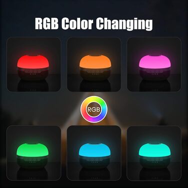 Camping Lamp with RGB Color Changing, LED Camping Lantern with 5200mAh USB Rechargeable, 6 Brightness Modes & Built-in Strong Magnet, Steplessly Dimmable Camping Lamp emergency kit for Hiking, Outdoors