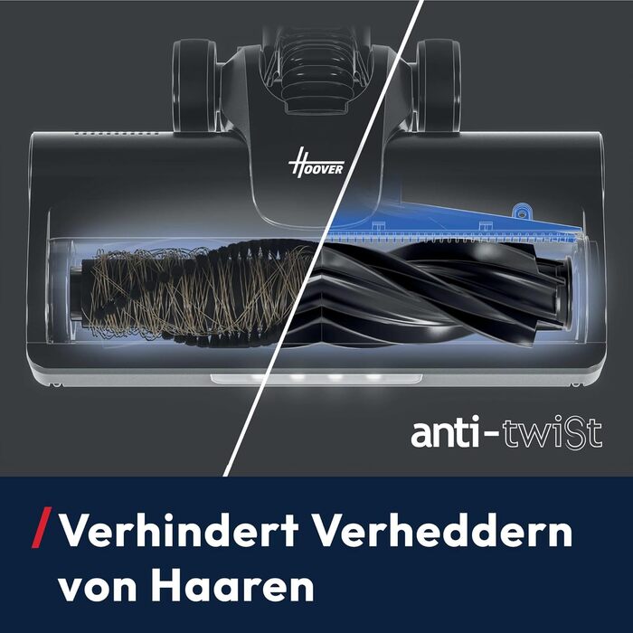 Бездротовий пилосос Hoover HF1 Plus з Anti-Hair Wrap, паркуванням та LED-підсвічуванням, HEPA 6-фільтр, 45 хв роботи, ідеальний для алергіків