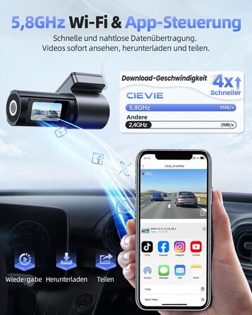 CIEVIE Автомобільна відеореєстратор 4K з GPS, WiFi, Dual, IPS 1.5″, 64GB SD, 170° та G-Sensor, WDR, Нічне бачення, Loop-запис, підтримка до 256GB