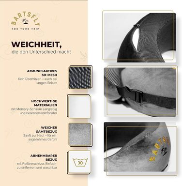 Подушка для шиї Memory Foam - Автомобільна та авіаційна, ергономічна, проти болю в шиї, для сну, для далеких перельотів, сірого кольору