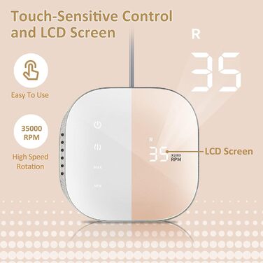 Електричний апарат для манікюру та педикюру Madenia TouchPro з LED-дисплеєм (35000 об/хв), 6 насадок, рожевий