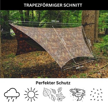 Тент AMAZONAS Ultra-Light Traveller Tarp Forest - ультралегкий, 650г, 25x10 см, камуфляж, для захисту від негоди