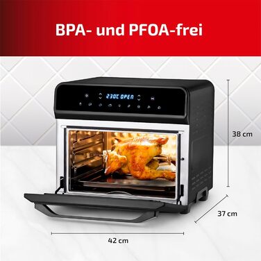 Ufesa Magnum Hot Air Fryer XXL, 23L, Double Resistance, Energy-Saving, 8 Programs, 1800W, Digital Control, Temperature 230ºC, 6 Accessories Included, Metal Housing