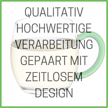 Novaliv 6X Wine Goblet with Green Handle, 250 ml Wine Glass Calibrated, White Wine Glass, Mulled Wine Glasses, Mulled Wine Cup, Punch Glasses, Teacups with Handle, Shandy Glass