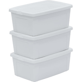 Iris Ohyama Versatile Storage Boxes, 3-Piece Set, Easy-Closing Lid, Stackable, Plastic, For Closet, Shelves, Classroom, Organization, Art Supplies, Shoes, MCB-30 (White, 11L)